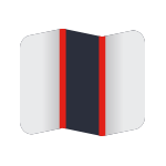 Un'icona con una striscia rossa, bianca e nera.